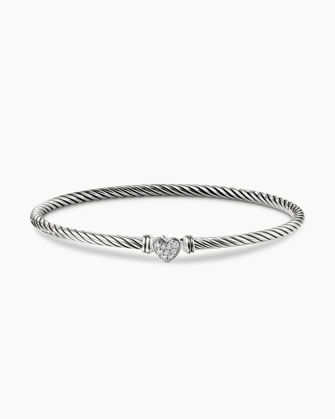 DAVID YURMAN STERLING SILVER CLASSIC CABLE DIAMONDS HEART STATION BRACELET