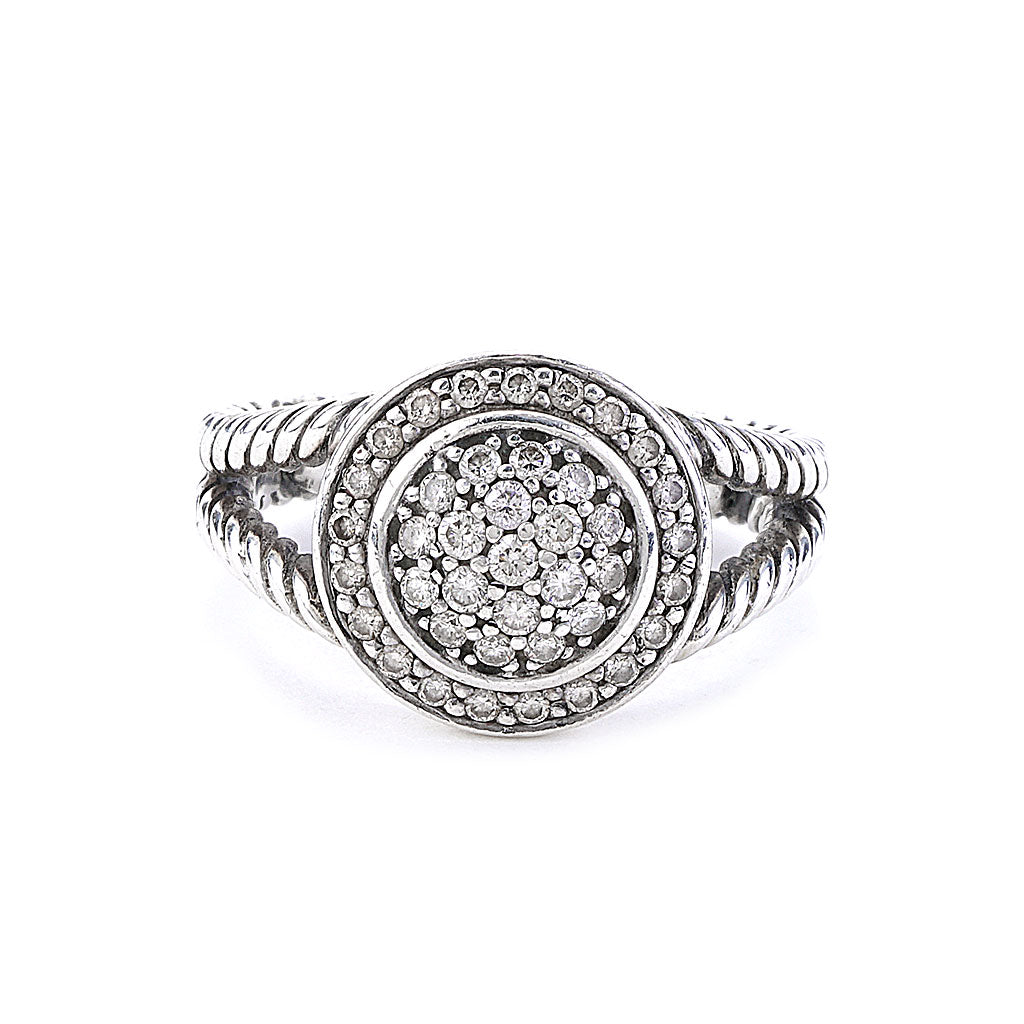 DAVID YURMAN STERLING SILVER DIAMOND PETITE CERISE PAVE RING