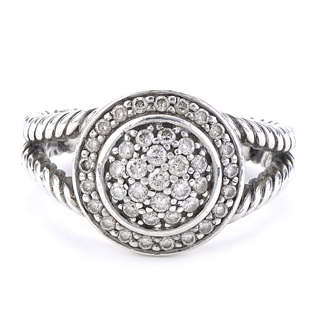 DAVID YURMAN STERLING SILVER DIAMOND PETITE CERISE PAVE RING
