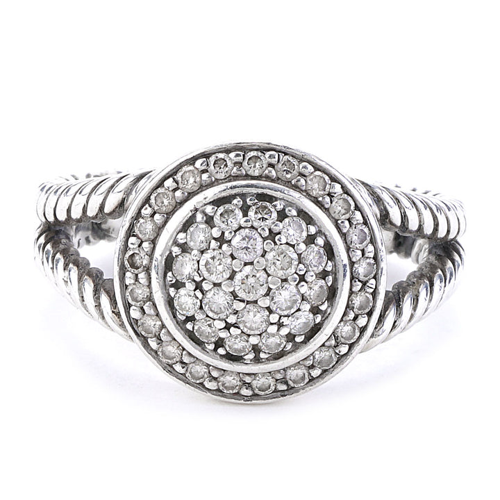 DAVID YURMAN STERLING SILVER DIAMOND PETITE CERISE PAVE RING