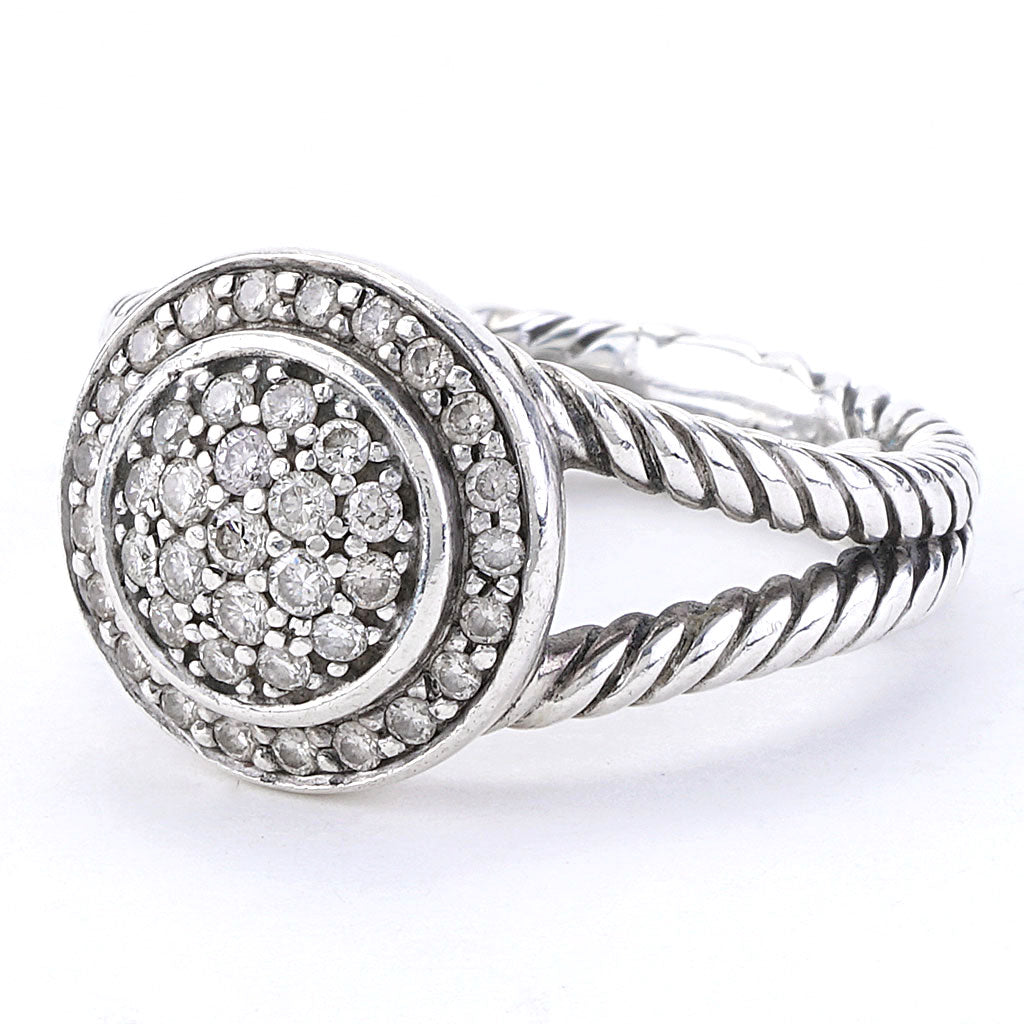 DAVID YURMAN STERLING SILVER DIAMOND PETITE CERISE PAVE RING