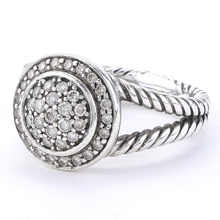 DAVID YURMAN STERLING SILVER DIAMOND PETITE CERISE PAVE RING
