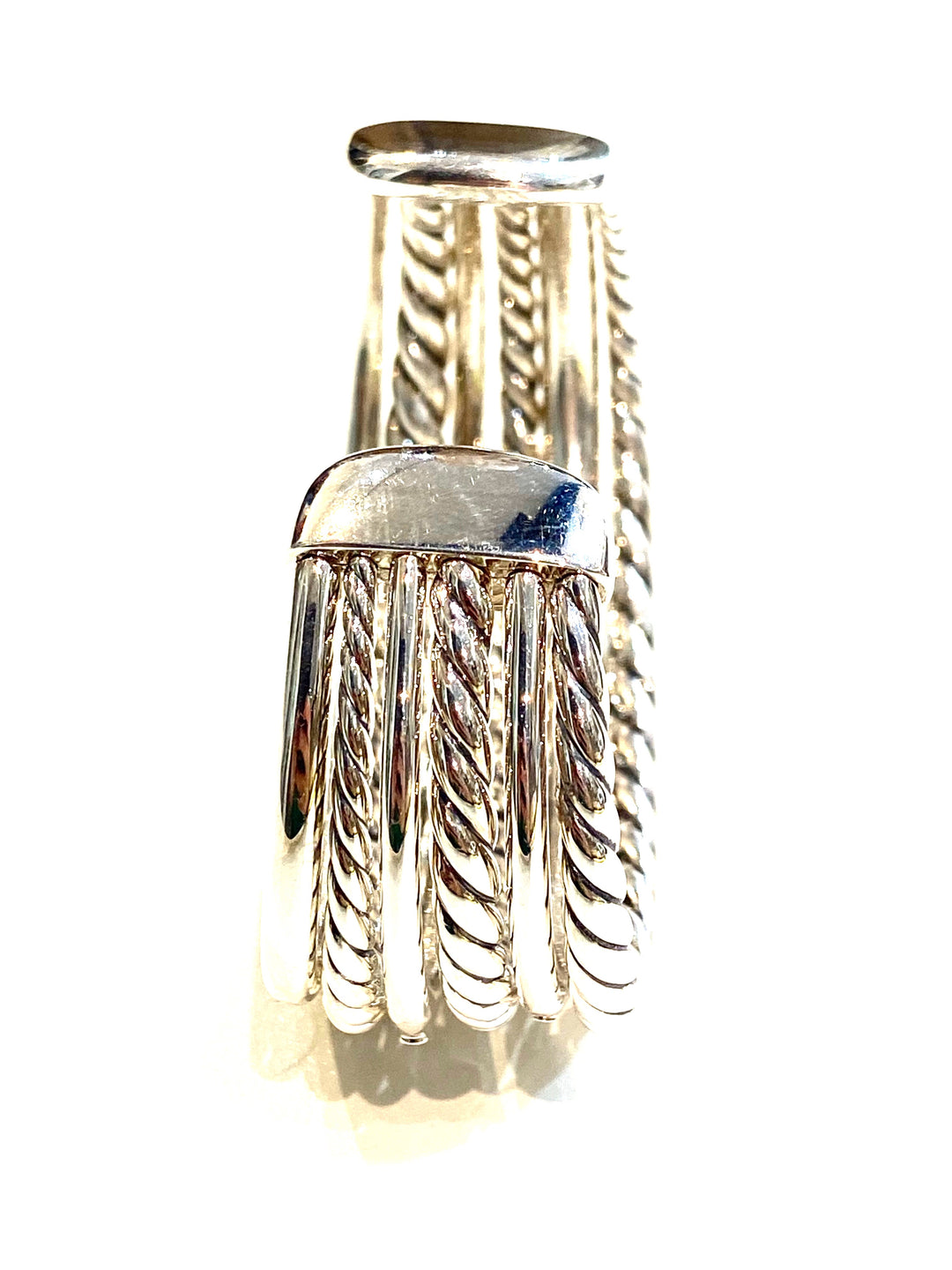 DAVID YURMAN STERLING SILVER DIAMOND SIX STRAND CUFF BRACELET