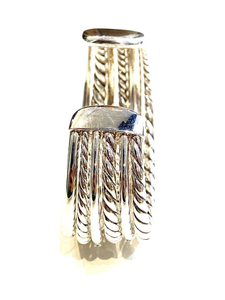 DAVID YURMAN STERLING SILVER DIAMOND SIX STRAND CUFF BRACELET