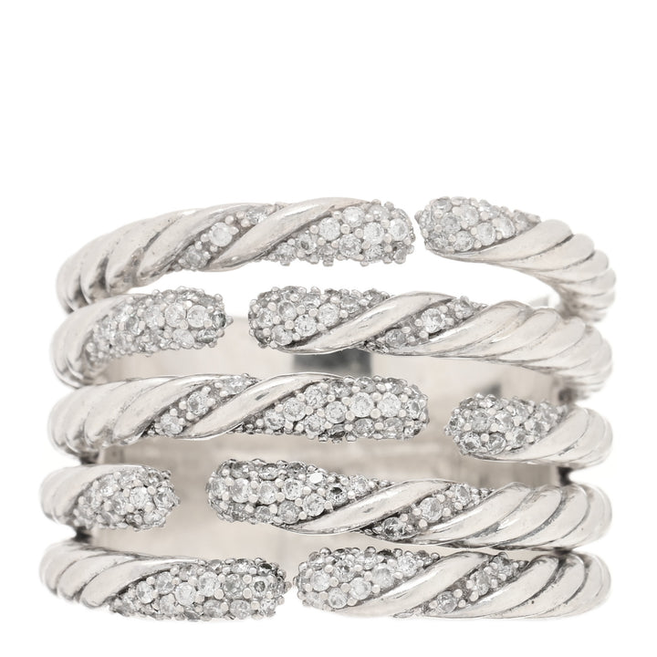 DAVID YURMAN STERLING SILVER DIAMOND WILLOW FIVE ROW RING