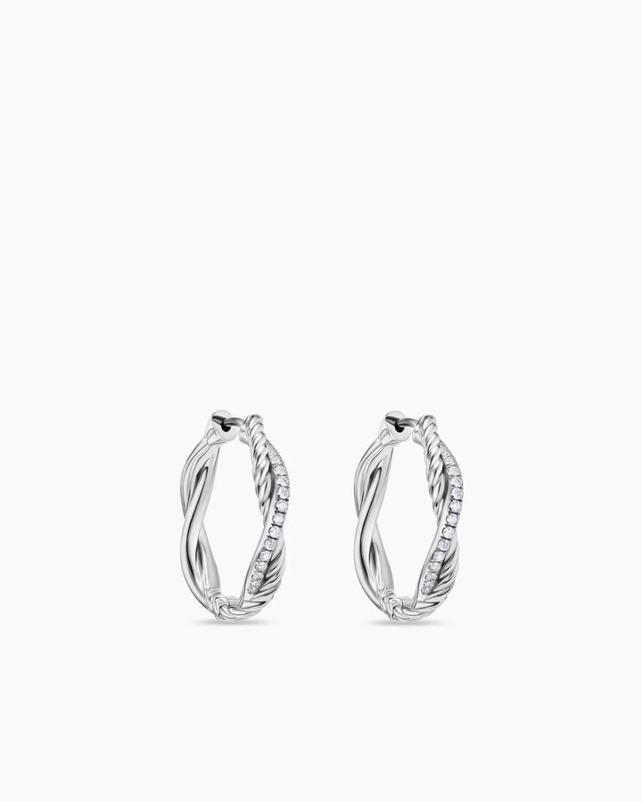 DAVID YURMAN STERLING SILVER DIAMONDS PETITE INFINITY HOOP EARRINGS