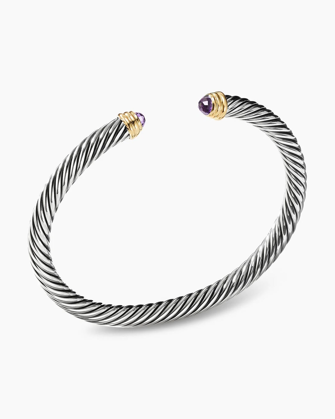DAVID YURMAN STERLING SILVER 14K YELLOW GOLD AMETHYST 5MM BRACELET
