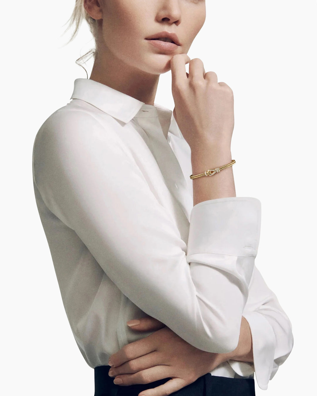 DAVID YURMAN THOROUGHBRED 18K GOLD WITH PAVE DIAMONDS LOOP BRACELET