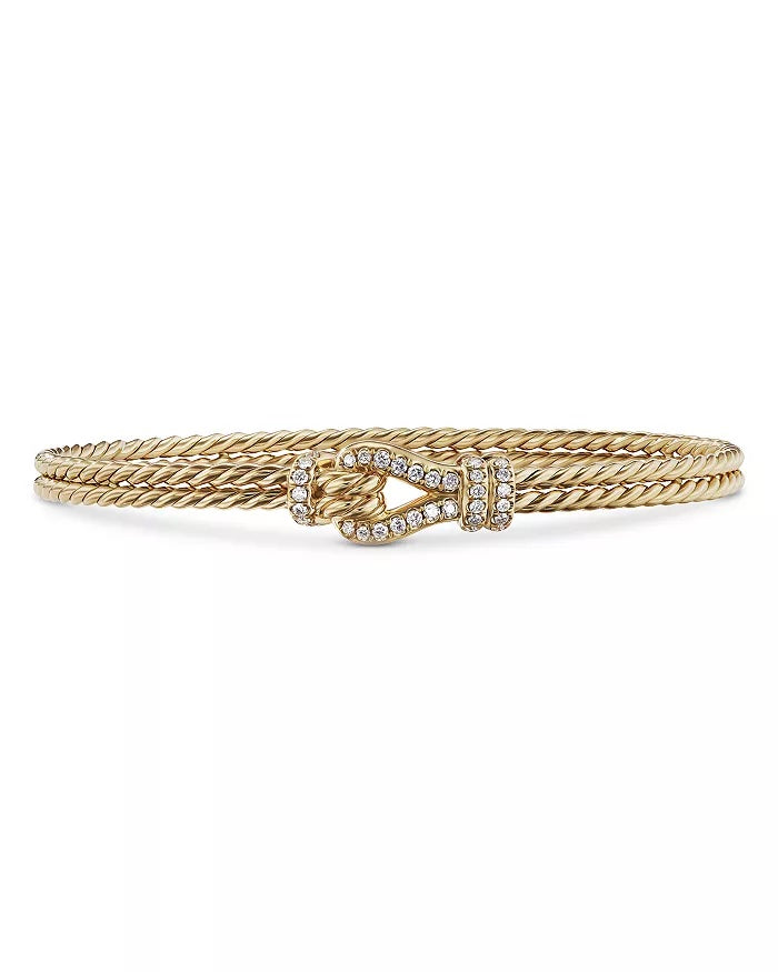 DAVID YURMAN THOROUGHBRED 18K GOLD WITH PAVE DIAMONDS LOOP BRACELET