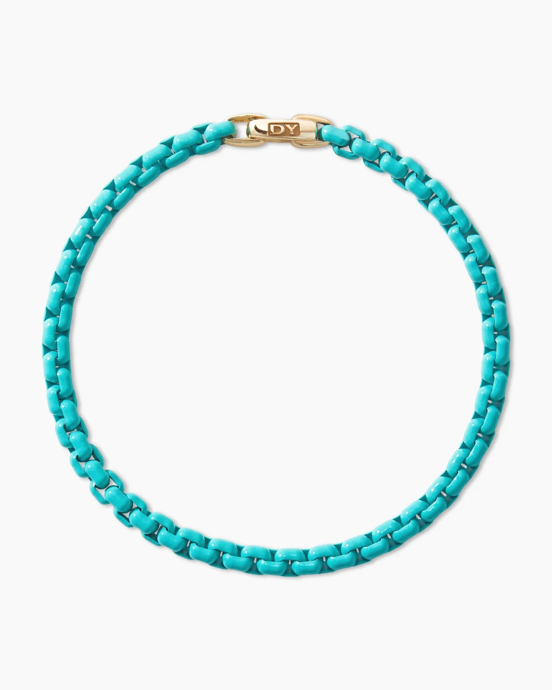 DAVID YURMAN DY TURQUOISE ACRYLIC 14K GOLD BEL AIRE BOX CHAIN BRACELET
