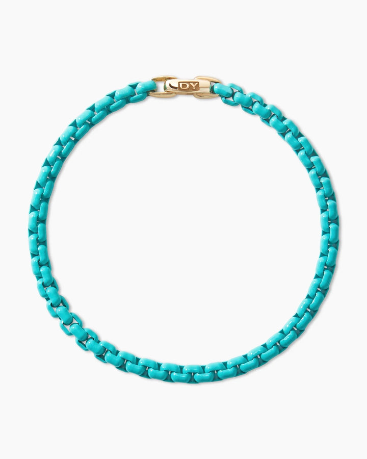 DAVID YURMAN DY TURQUOISE ACRYLIC 14K GOLD BEL AIRE BOX CHAIN BRACELET