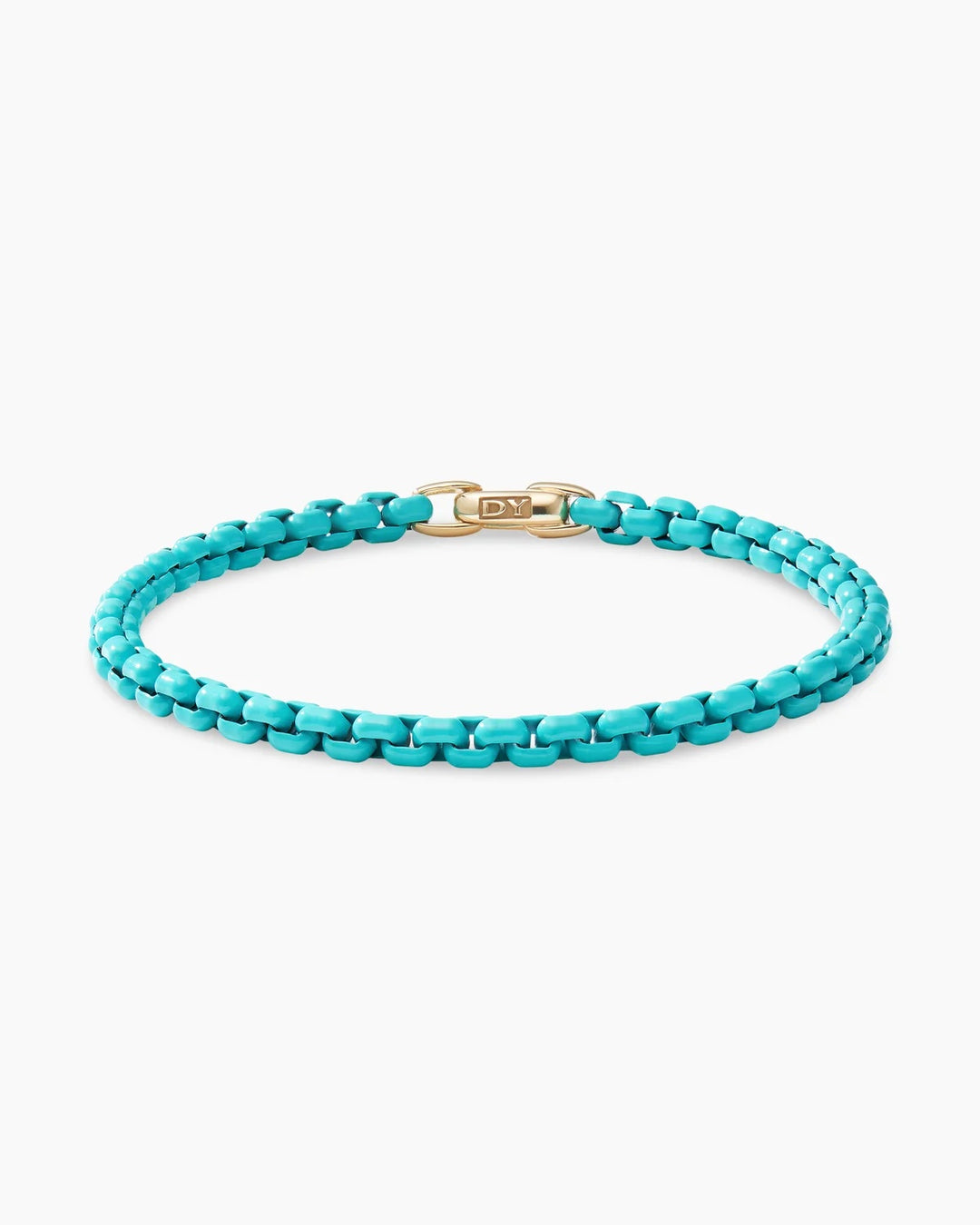 DAVID YURMAN DY TURQUOISE ACRYLIC 14K GOLD BEL AIRE BOX CHAIN BRACELET