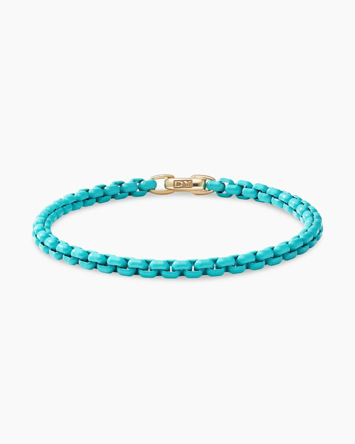 DAVID YURMAN DY TURQUOISE ACRYLIC 14K GOLD BEL AIRE BOX CHAIN BRACELET