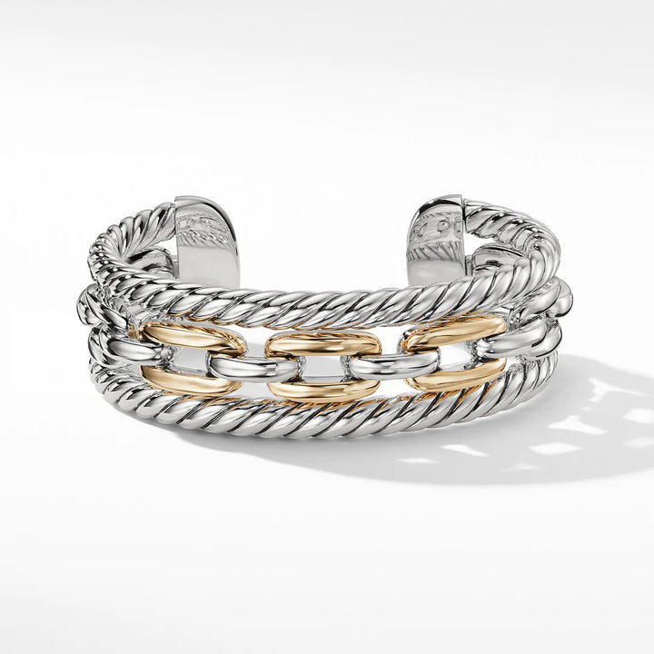 DAVID YURMAN WELLESLEY LINK  SILVER &amp; 18K GOLD MULTISTACK BRACELET