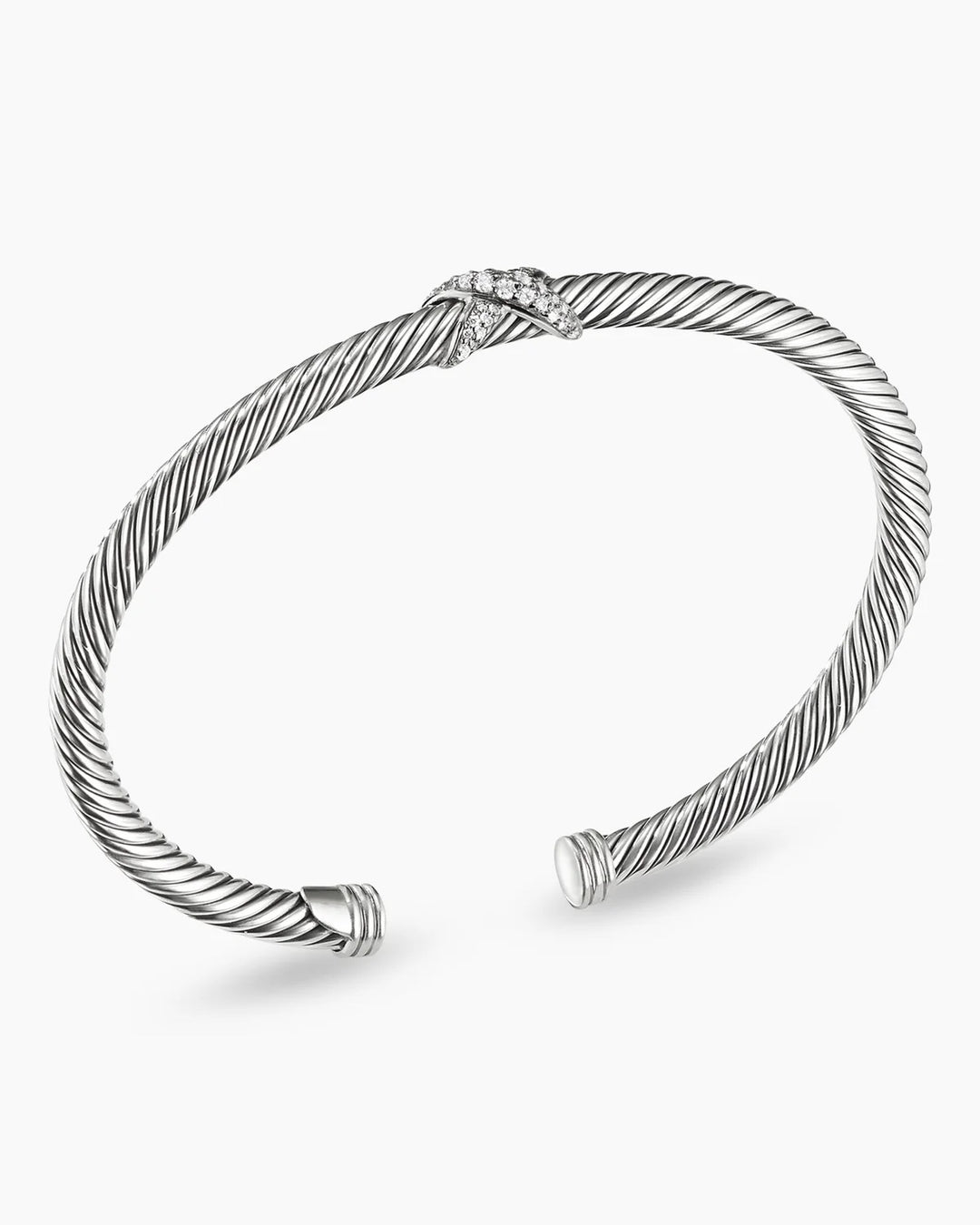 DAVID YURMAN X CLASSIC STERLING SILVER DIAMONDS CABLE STATION BRACELET