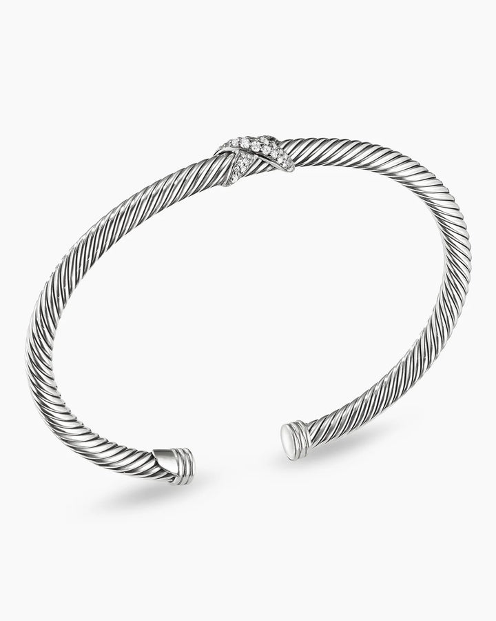 DAVID YURMAN X CLASSIC STERLING SILVER DIAMONDS CABLE STATION BRACELET