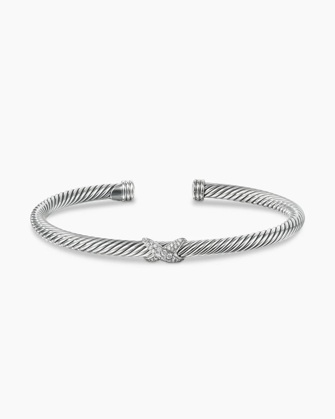 DAVID YURMAN X CLASSIC STERLING SILVER DIAMONDS CABLE STATION BRACELET