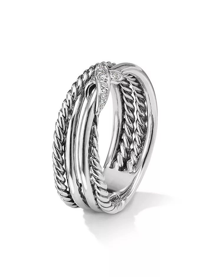 DAVID YURMAN X CROSSOVER STERLING SILVER WITH DIAMONDS RING