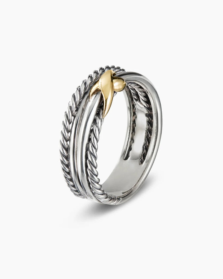 DAVID YURMAN X CROSSOVER STERLING SILVER 18K GOLD RING