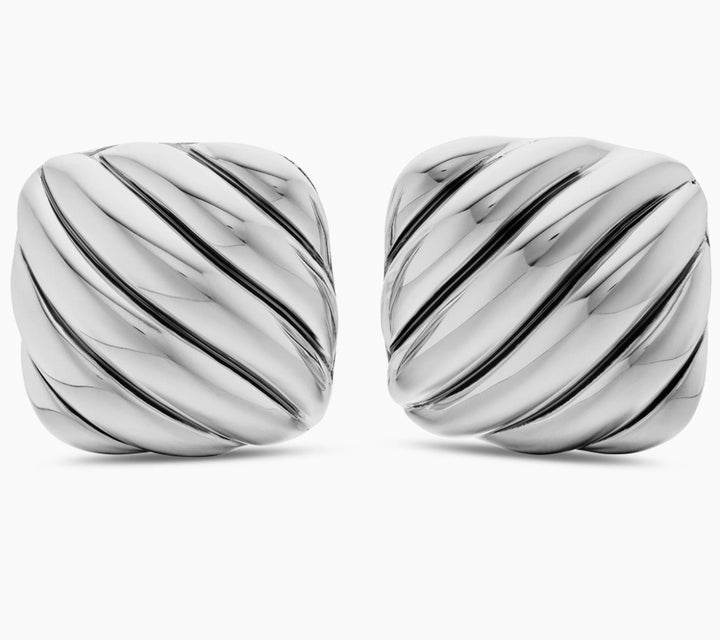 DAVID YURMAN STERLING SILVER SCULPTED CABLE CUSHION CUFFLINKS