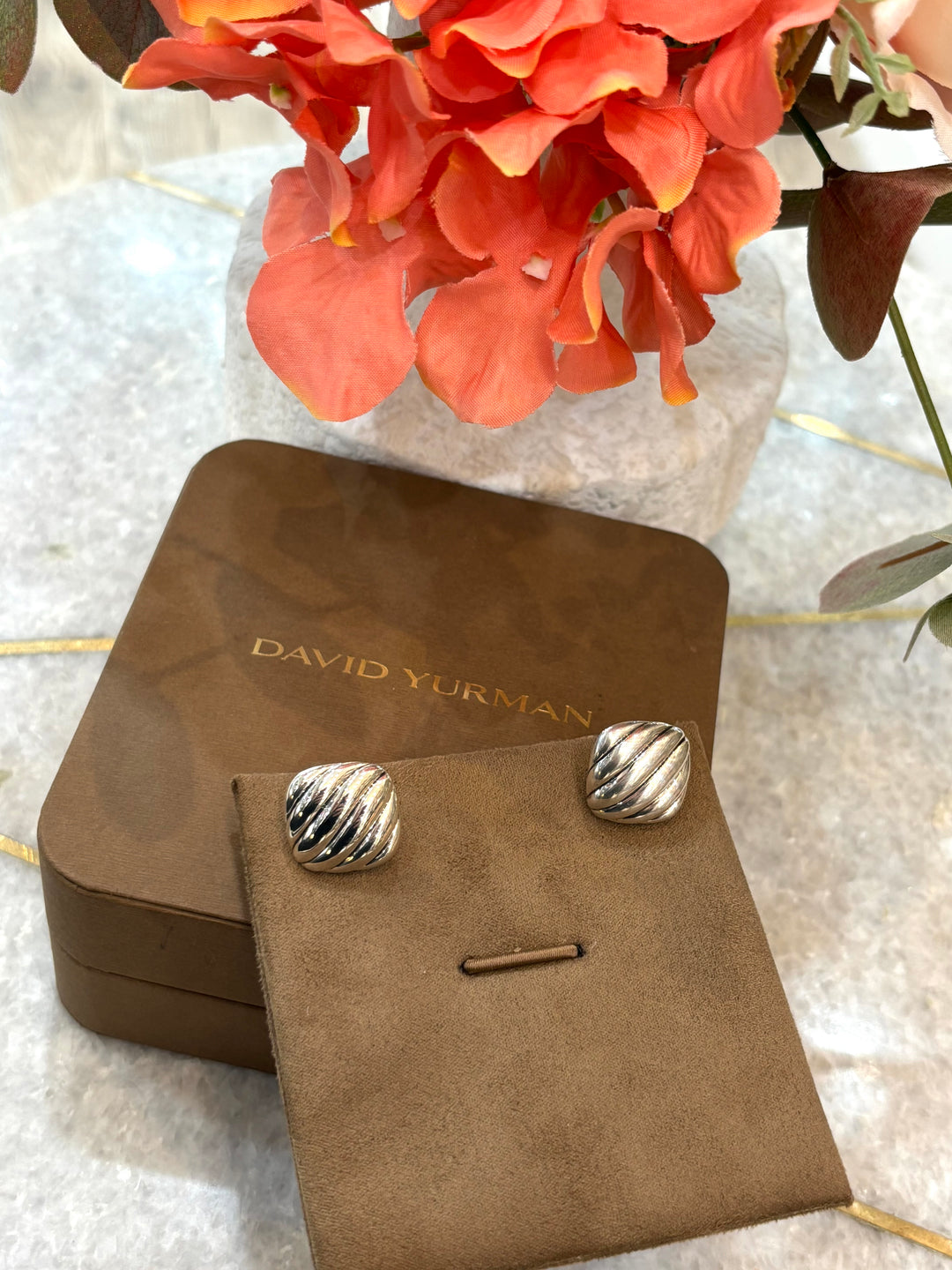 DAVID YURMAN STERLING SILVER SCULPTED CABLE CUSHION CUFFLINKS