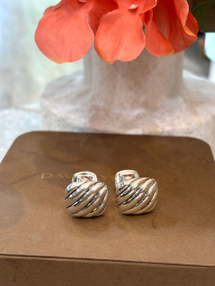 DAVID YURMAN STERLING SILVER SCULPTED CABLE CUSHION CUFFLINKS