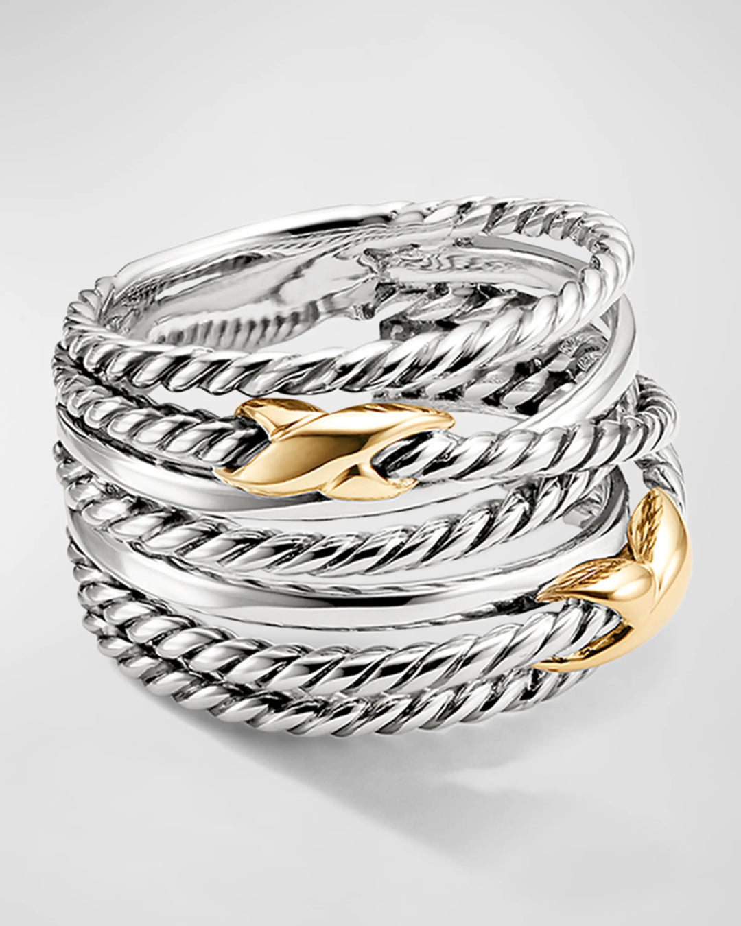 DAVID YURMAN STERLING SILVER 18K GOLD X CROSSOVER RING