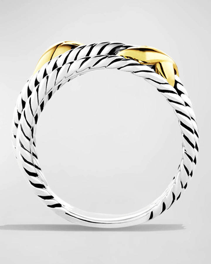 DAVID YURMAN STERLING SILVER 18K GOLD X CROSSOVER RING