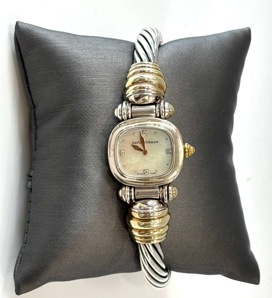DAVID YURMAN 21MM STERLING SILVER 18K GOLD QUARTZ WATCH