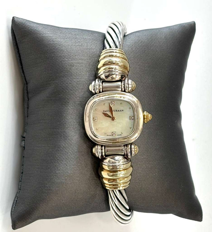 DAVID YURMAN 21MM STERLING SILVER 18K GOLD QUARTZ WATCH