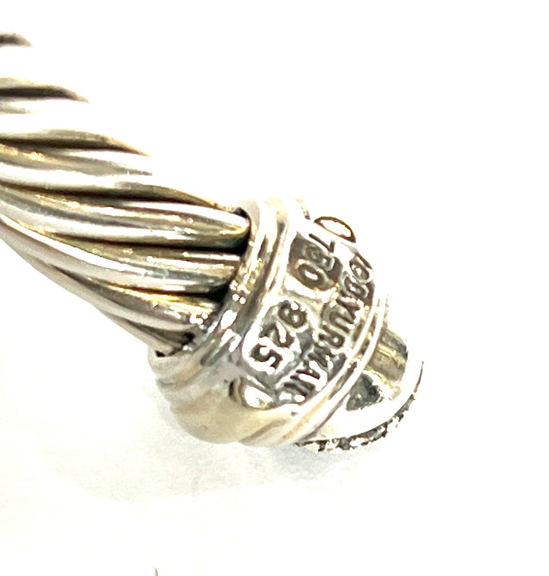 DY 925 STERLING SILVER 18K YELLOW GOLD DIAMOND CLASSIC CABLE BRACELET