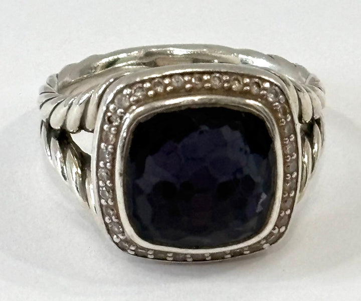 DY STERLING SILVER BLACK ORCHID &amp; DIAMOND ALBION RING