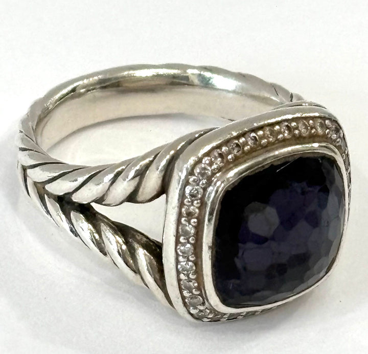 DY STERLING SILVER BLACK ORCHID &amp; DIAMOND ALBION RING