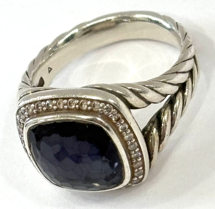 DY STERLING SILVER BLACK ORCHID &amp; DIAMOND ALBION RING