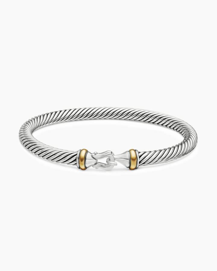 DAVID YURMAN BUCKLE CLASSIC CABLE STERLING SILVER 18K GOLD BRACELET
