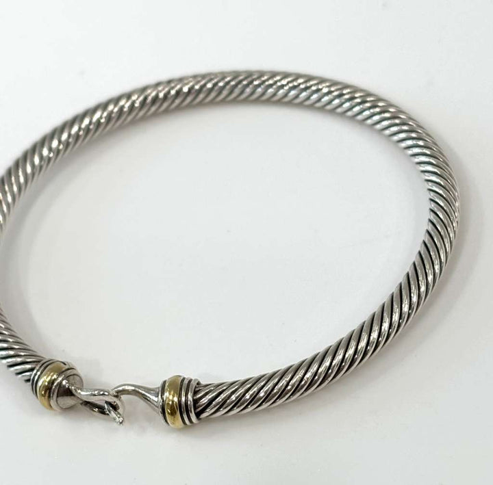 DAVID YURMAN BUCKLE CLASSIC CABLE STERLING SILVER 18K GOLD BRACELET