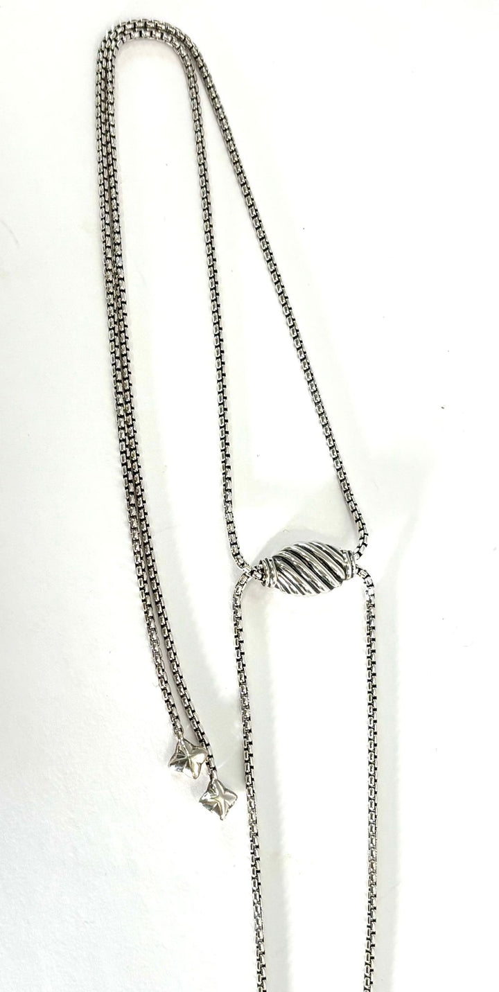DY STERLING SILVER 14K GOLD CROSSOVER PENDANT NECKLACE