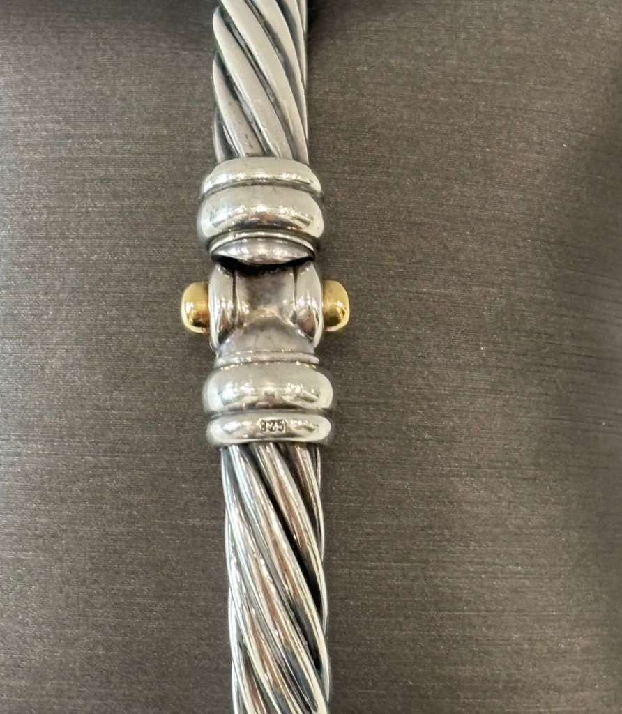 DAVID YURMAN LADIES 18K YELLOW GOLD STERLING SILVER DIAMOND WRIST WATCH