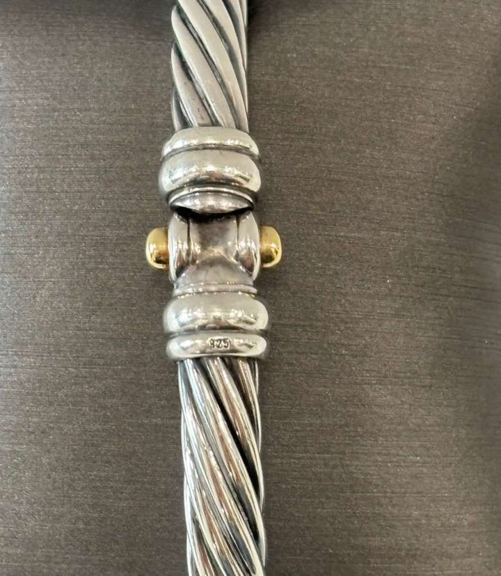 DAVID YURMAN LADIES 18K YELLOW GOLD STERLING SILVER DIAMOND WRIST WATCH
