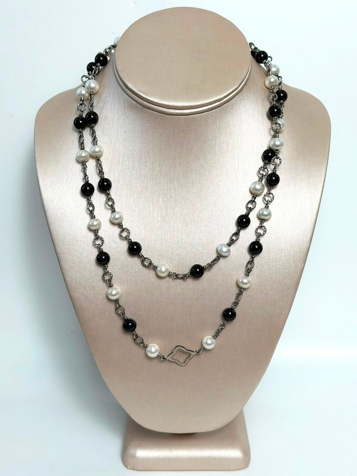 DAVID YURMAN PEARL &amp; ONYX BIJOUX NECKLACE