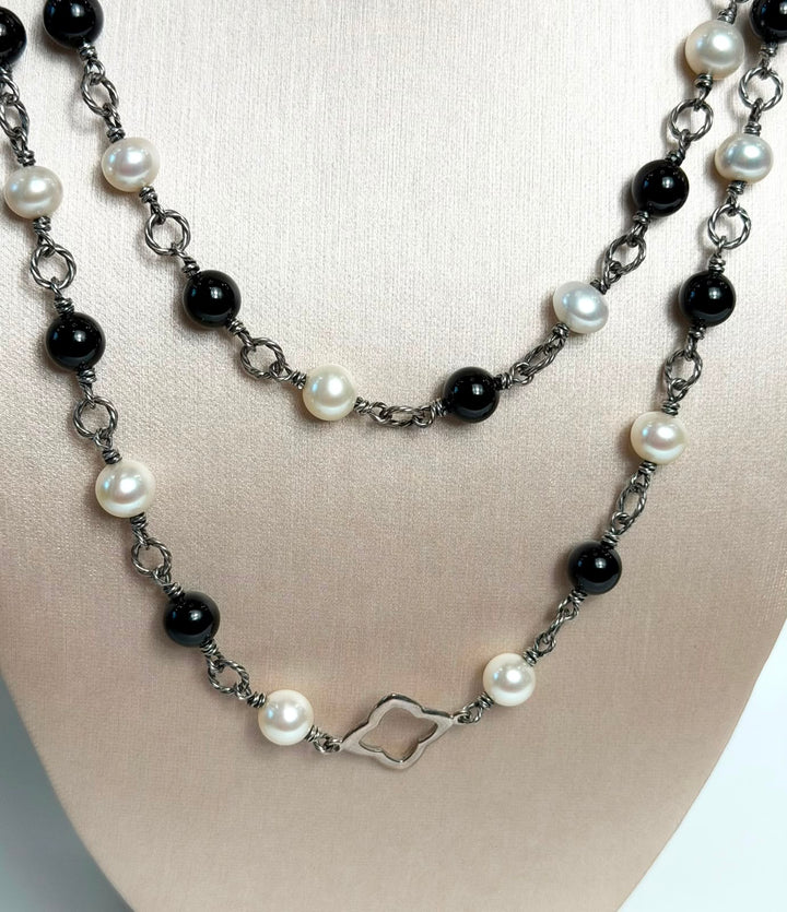 DAVID YURMAN PEARL &amp; ONYX BIJOUX NECKLACE