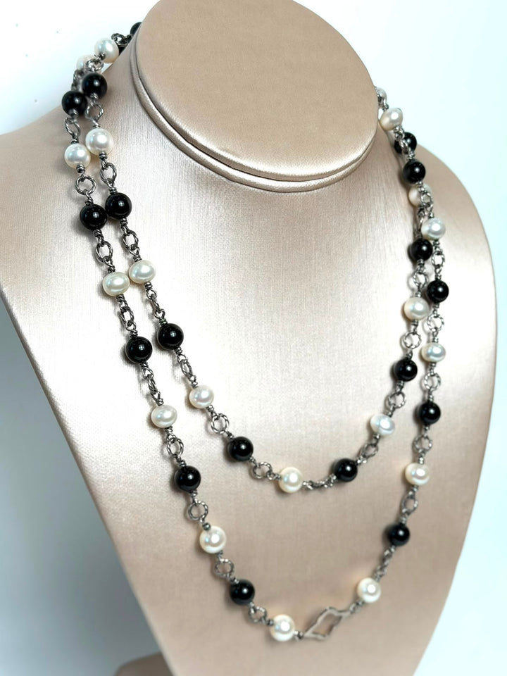DAVID YURMAN PEARL &amp; ONYX BIJOUX NECKLACE