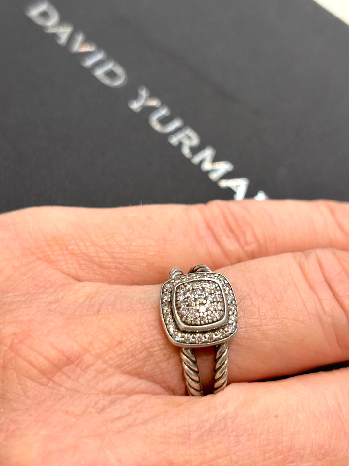 DY STERLING SILVER PAVE DIAMONDS PETITE ALBION RING