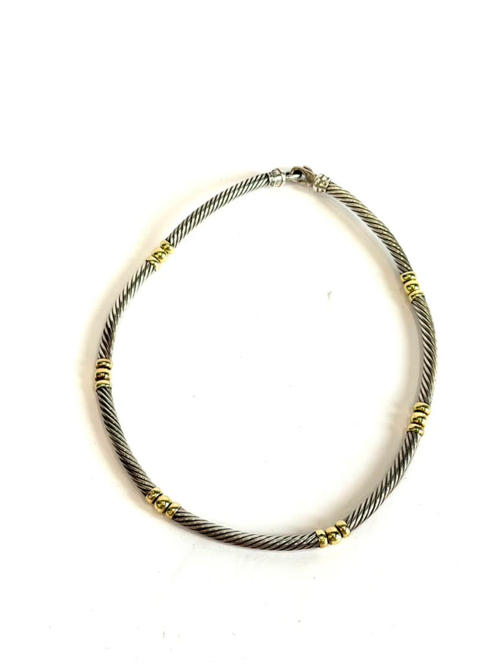 DY STERLING SILVER 14K YELLOW GOLD HAMPTON CABLE COLLAR NECKLACE