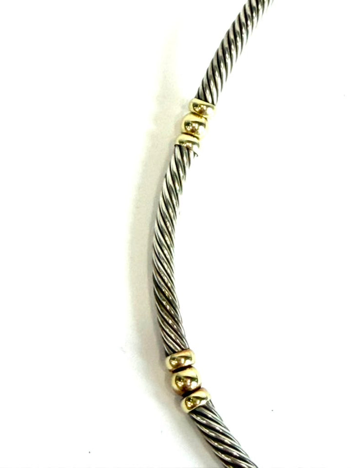 DY STERLING SILVER 14K YELLOW GOLD HAMPTON CABLE COLLAR NECKLACE