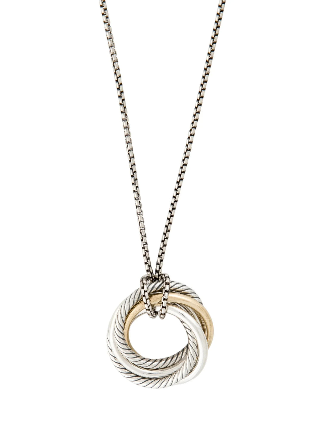 DY STERLING SILVER 14K GOLD CROSSOVER PENDANT NECKLACE