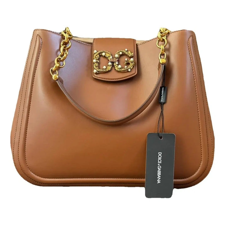 DOLCE &amp; GABBANA DG AMORE CALFSKIN LEATHER SATCHEL BAG