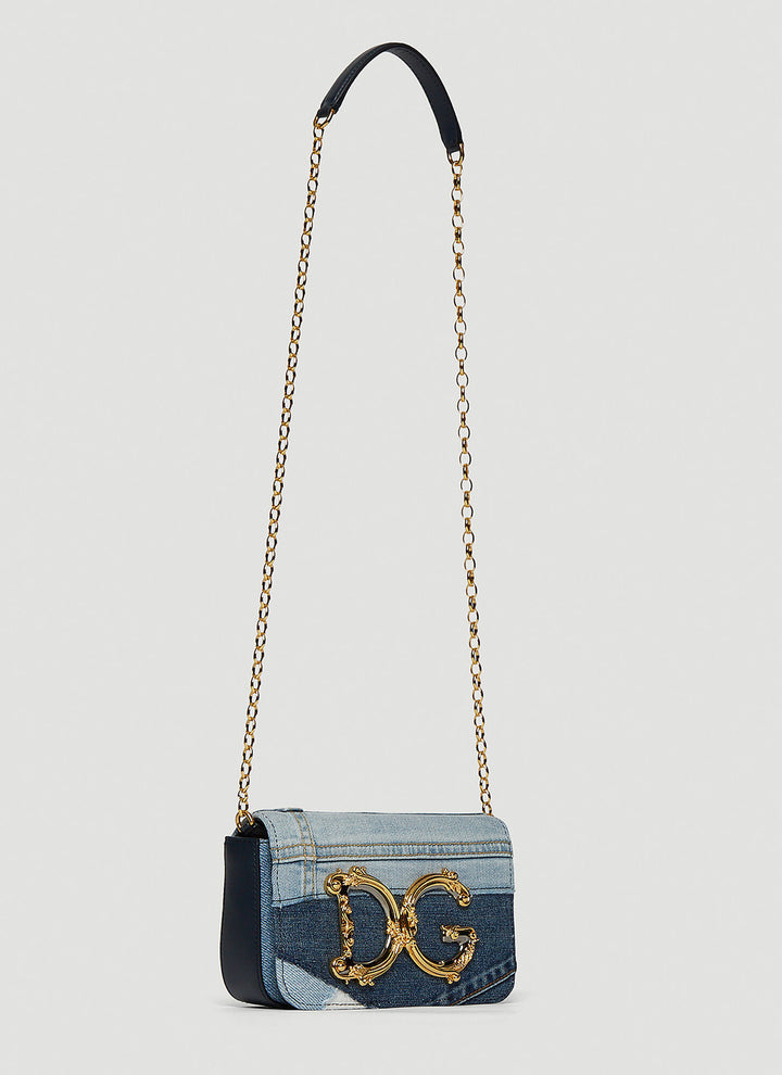 DOLCE &amp; GABBANA DG GIRLS PATCHWORK DENIM CHAIN BAG