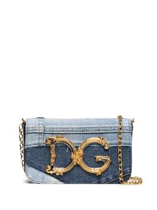 DOLCE &amp; GABBANA DG GIRLS PATCHWORK DENIM CHAIN BAG
