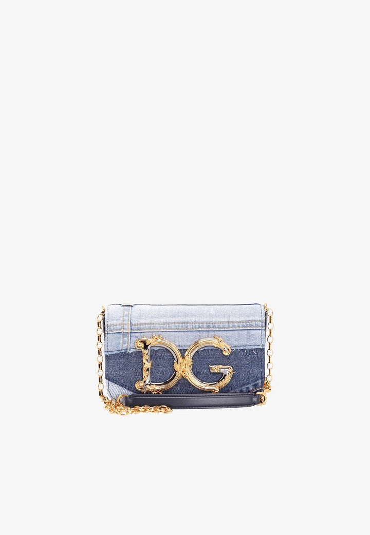 DOLCE &amp; GABBANA DG GIRLS PATCHWORK DENIM CHAIN BAG